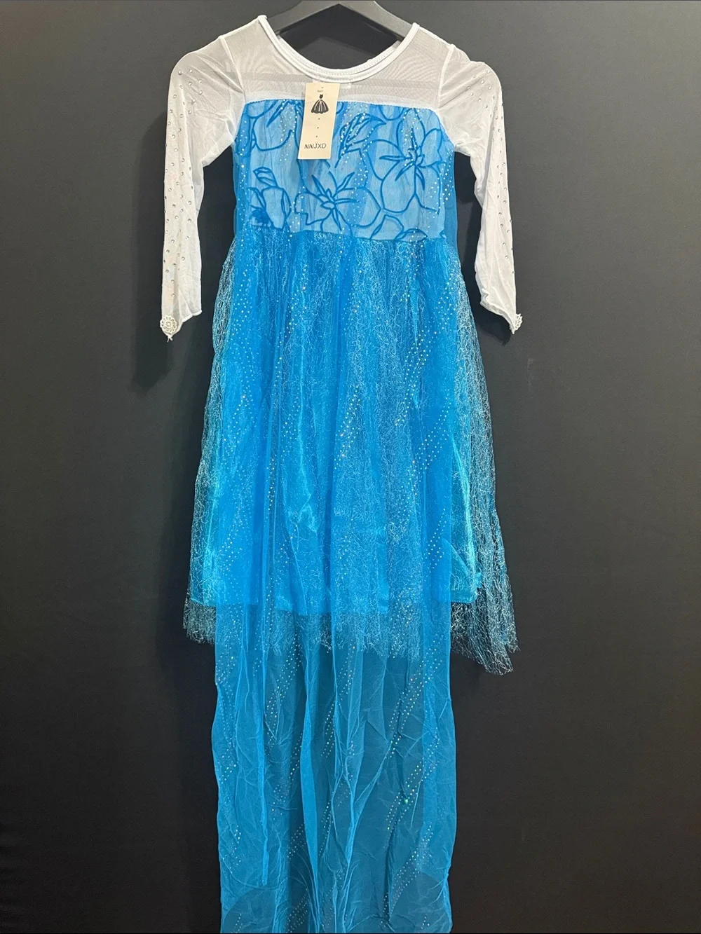 Girls Frozen Inspired Blue Sparkle Princess Costume Dress